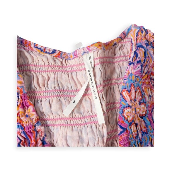 Anthropologie Peregrine Paisley Mini Dress Ruffle Sleeves Pink & Purple SZ SP Bo - Picture 4 of 8